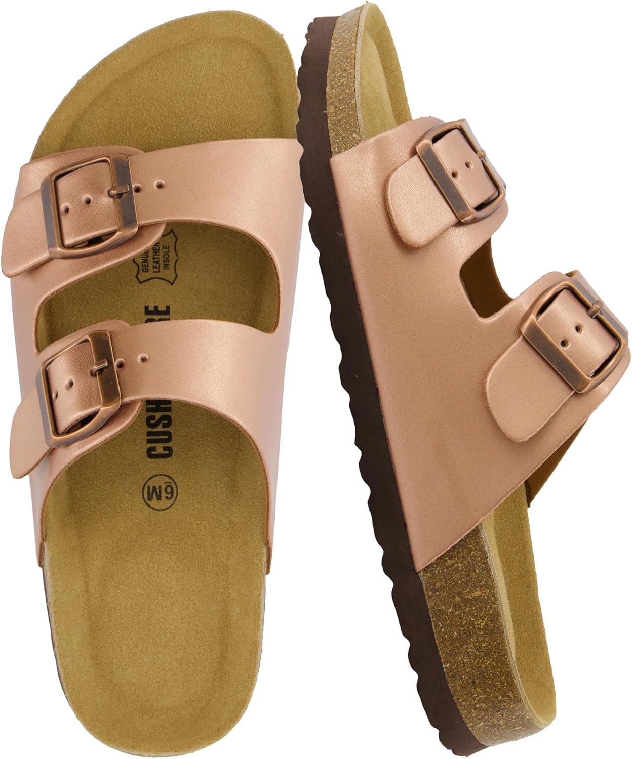 CUSHIONAIRE Lane Cork Footbed Sandals for Women Comfort
