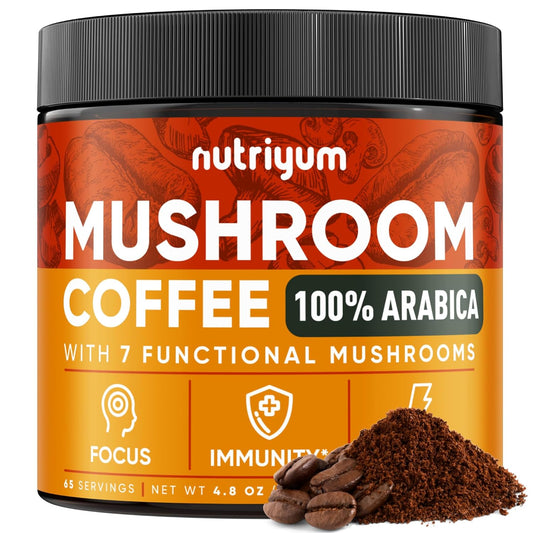 nutriyum Dark Roast Mushroom Coffee - Boost Energy Today!