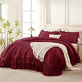 Burgundy Twin Comforter Set Ruffle 2-Piece Twin Size - Soft Microfiber