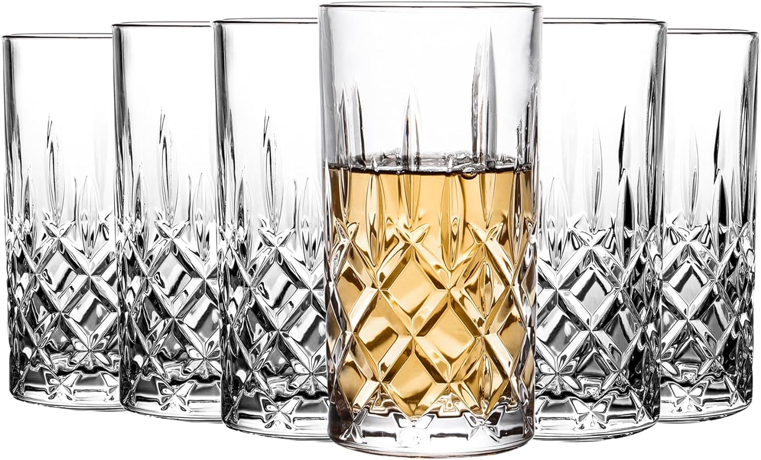 Highball Glasses Set of 6 for Drinks, Water, Beer, Soda