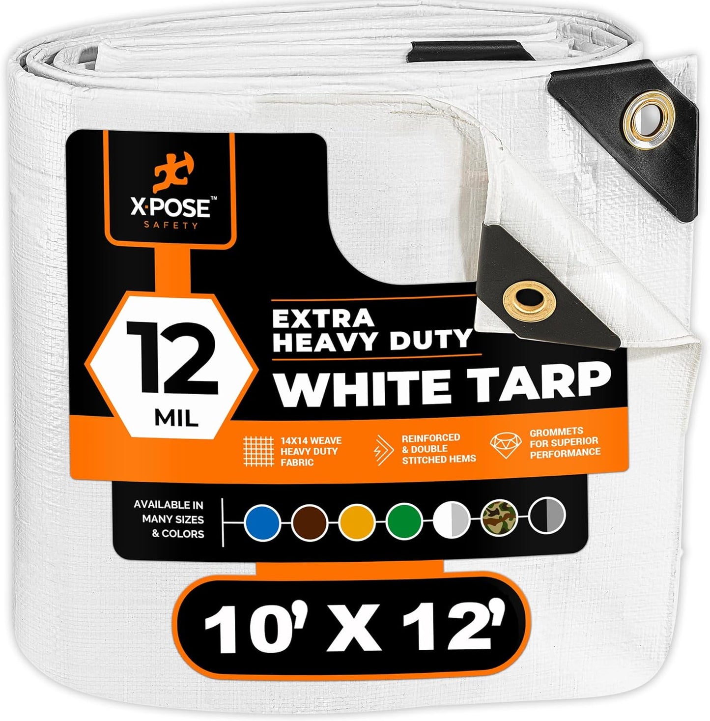 Heavy Duty White Poly Tarp by Xpose Safety - 10ft X 12ft
