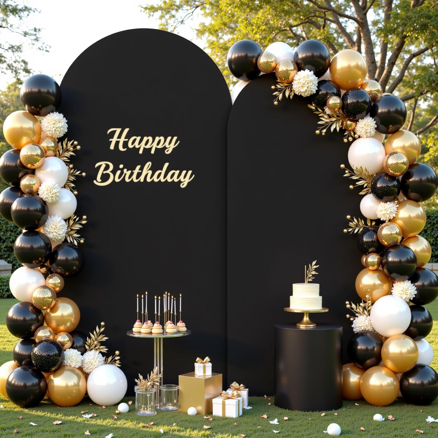 Black Arch Cover Set of 2 for Wedding and Party Decorations