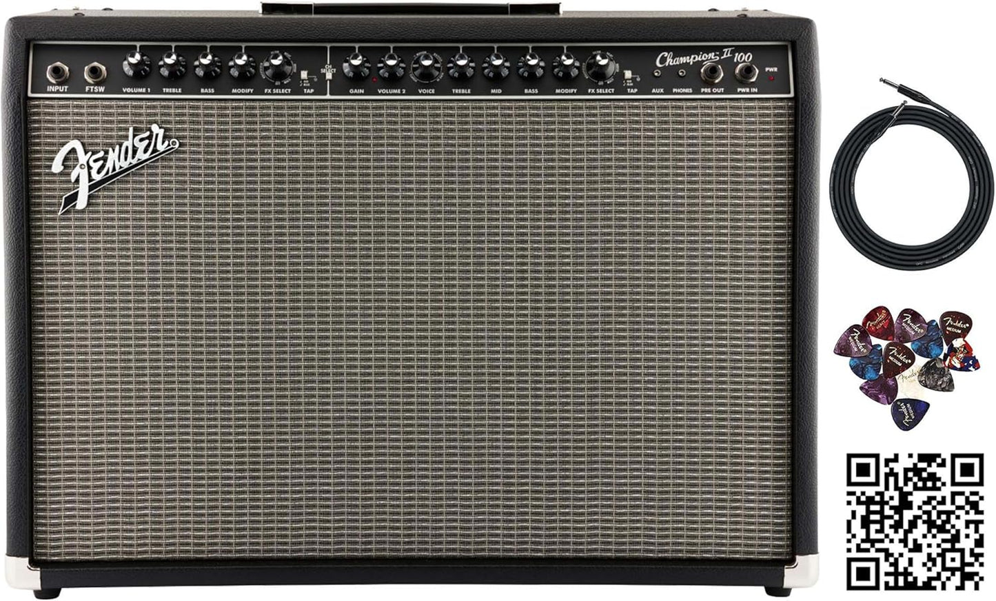 Fender Champion II 100-Watt Guitar Combo Amplifier Bundle