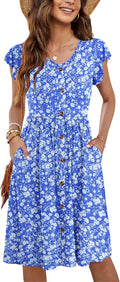 Women Summer Midi Swing Dress with Pockets - Soft Stretch Fabric