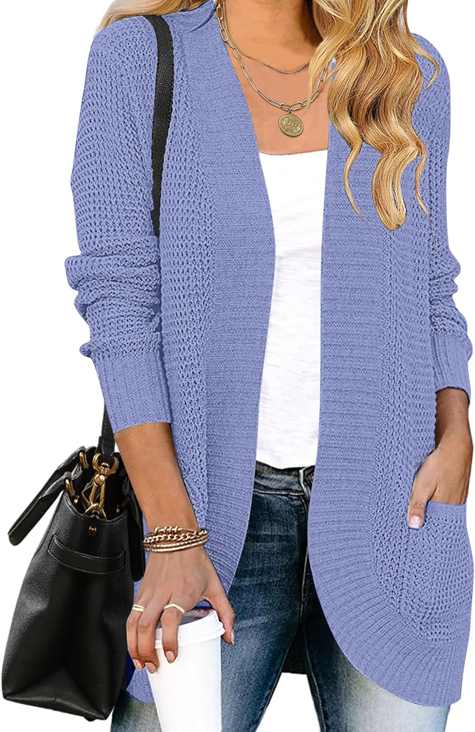 MEROKEETY Womens Long Sleeve Open Front Cardigans for Fall