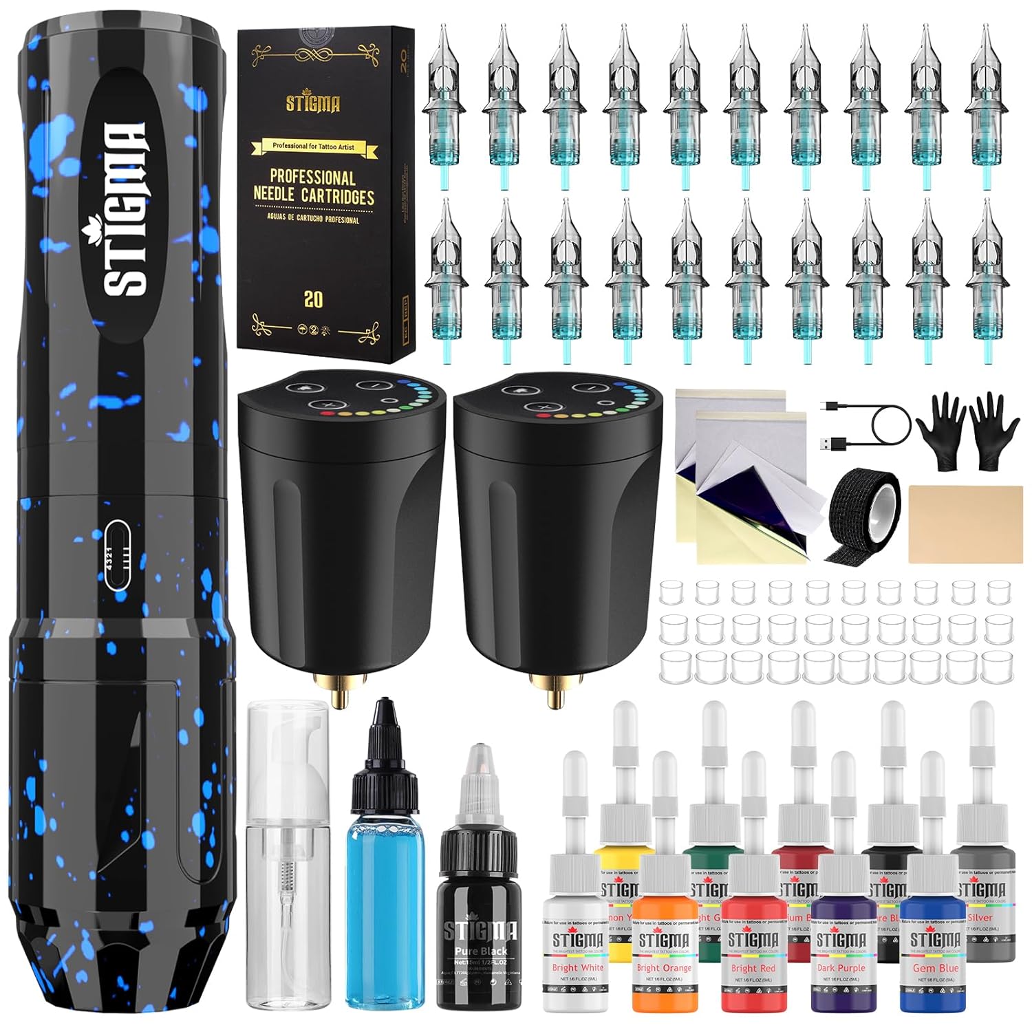 Professional Wireless Tattoo Gun Kit for Beginners and Experts