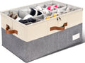 Shoe Organizer for Closet - Large Foldable Shoe Box Storage (Beige)