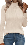 Zeagoo Womens Turtleneck Cable Knit Sweater - Slim Fitted Fall Top