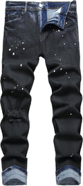 QIMYUM Mens Ripped Jeans Slim Fit Straight Leg - Comfortable