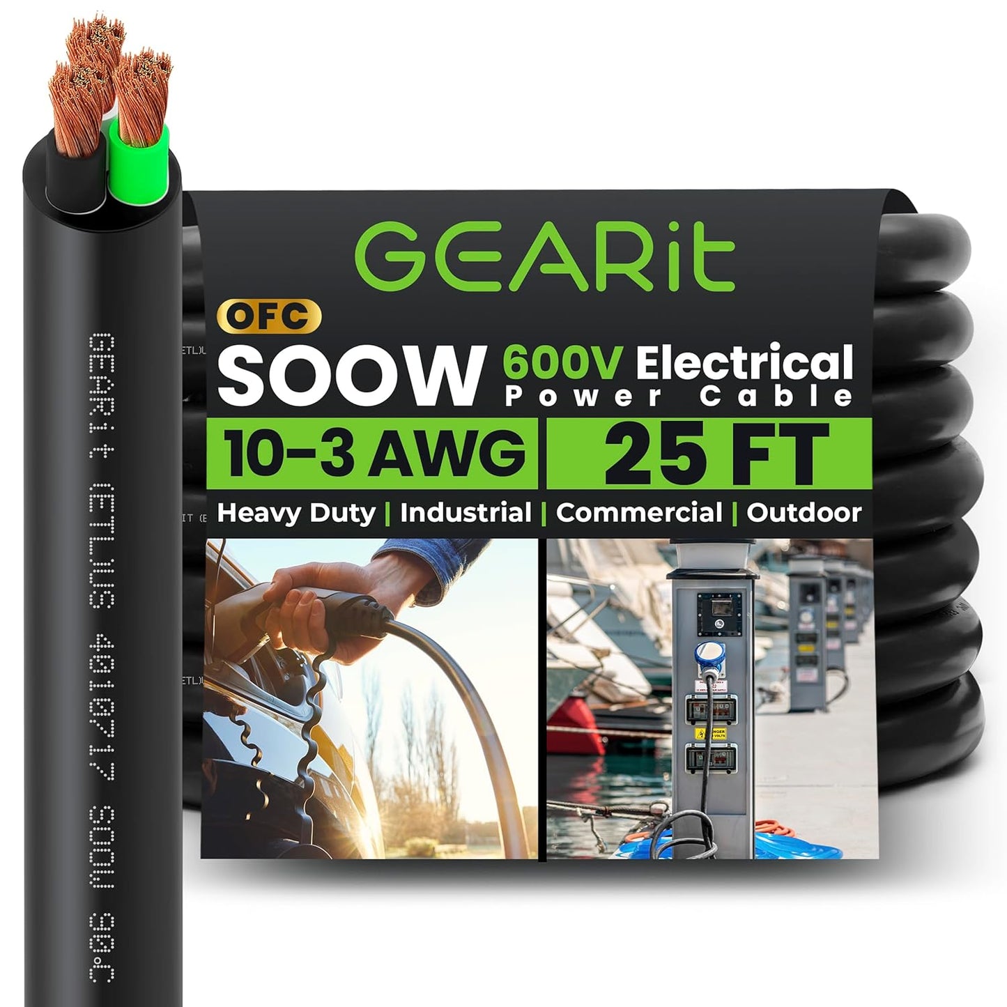 GEARit 10 AWG Portable Power Cable for Heavy Duty Use