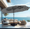 15ft Large Patio Umbrella with Solar Lights for Outdoor Use