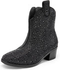 Girls Rhinestone Cowgirl Boots Ankle Low Heel - Dressy Fit
