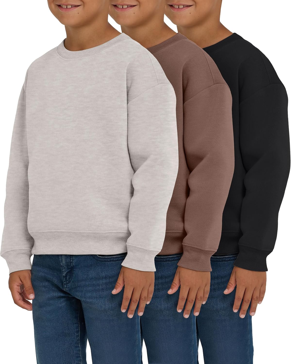 Boys Sweatshirts 3 Pack Crewneck Pullover Essentials for Teens