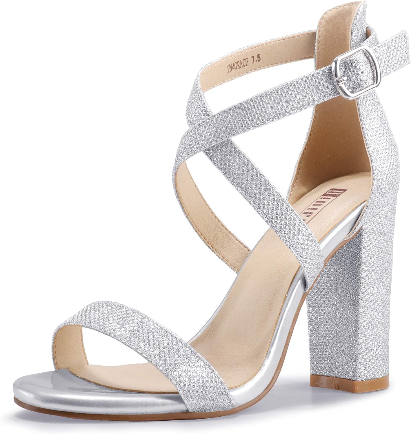 IDIFU Women's Chunky High Heel Sandal for Weddings and Parties