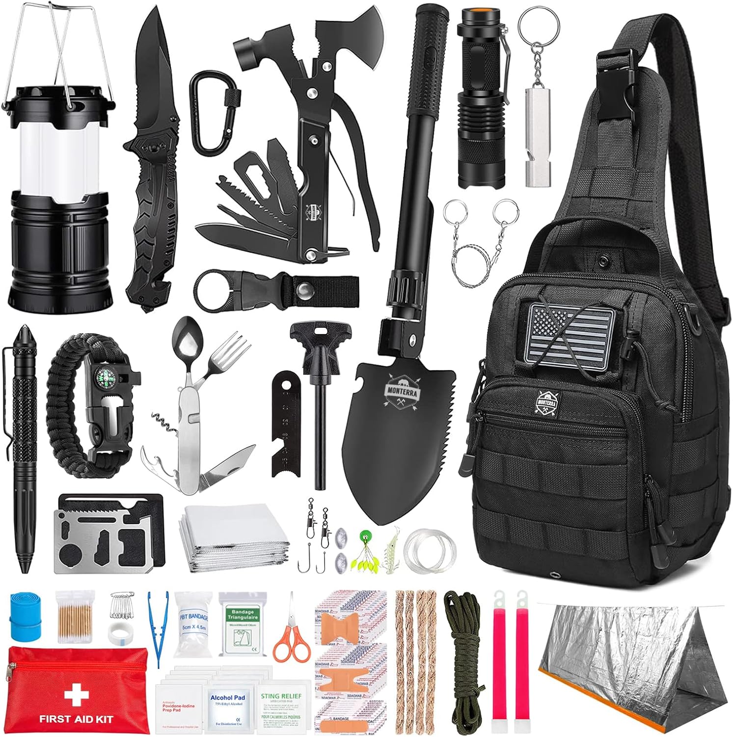 Monterra Survival Kit: 265 Pcs Emergency Gear & First Aid
