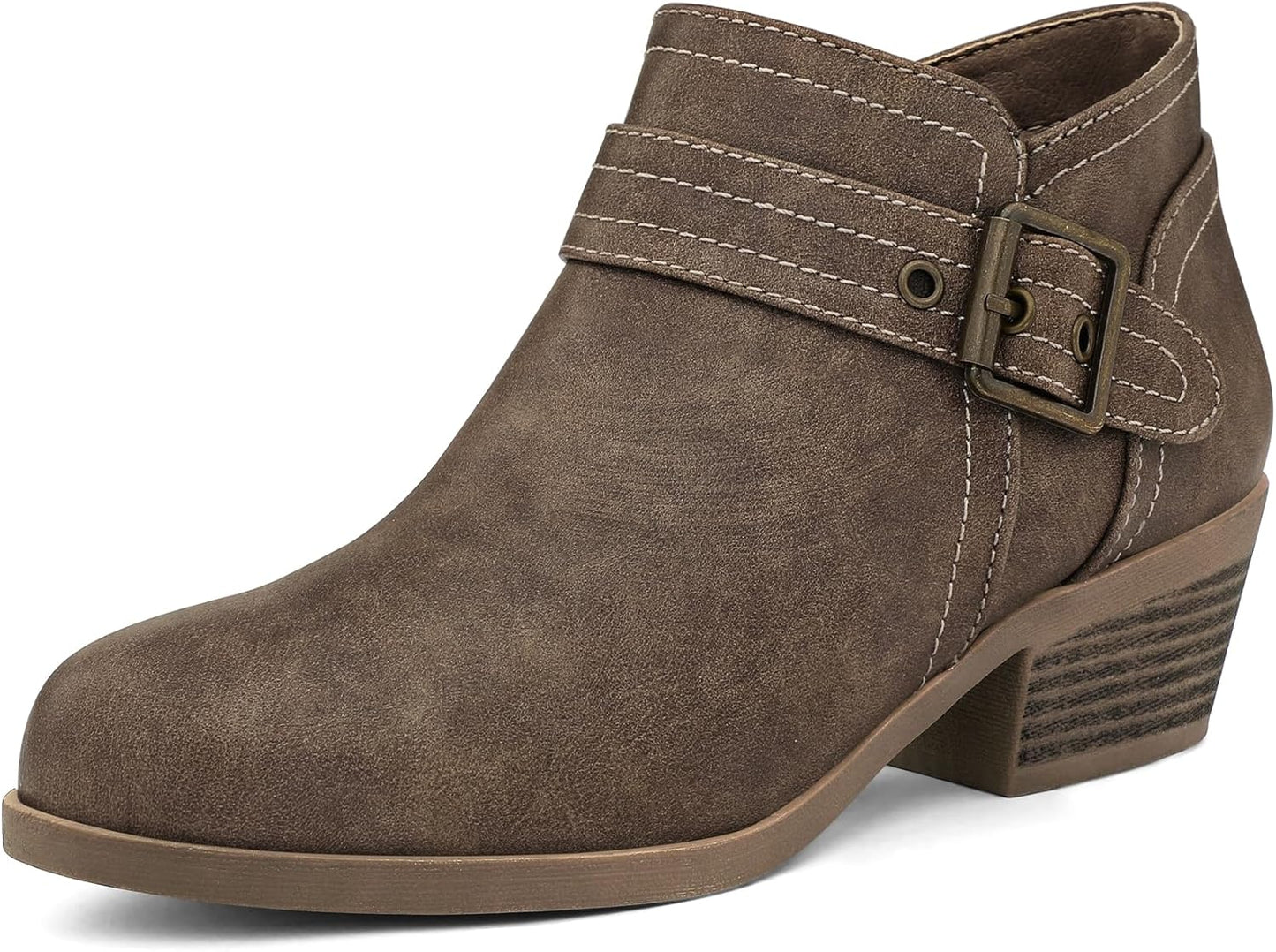 mysoft Women's Ankle Boots with Chunky Stacked Heel Comfort