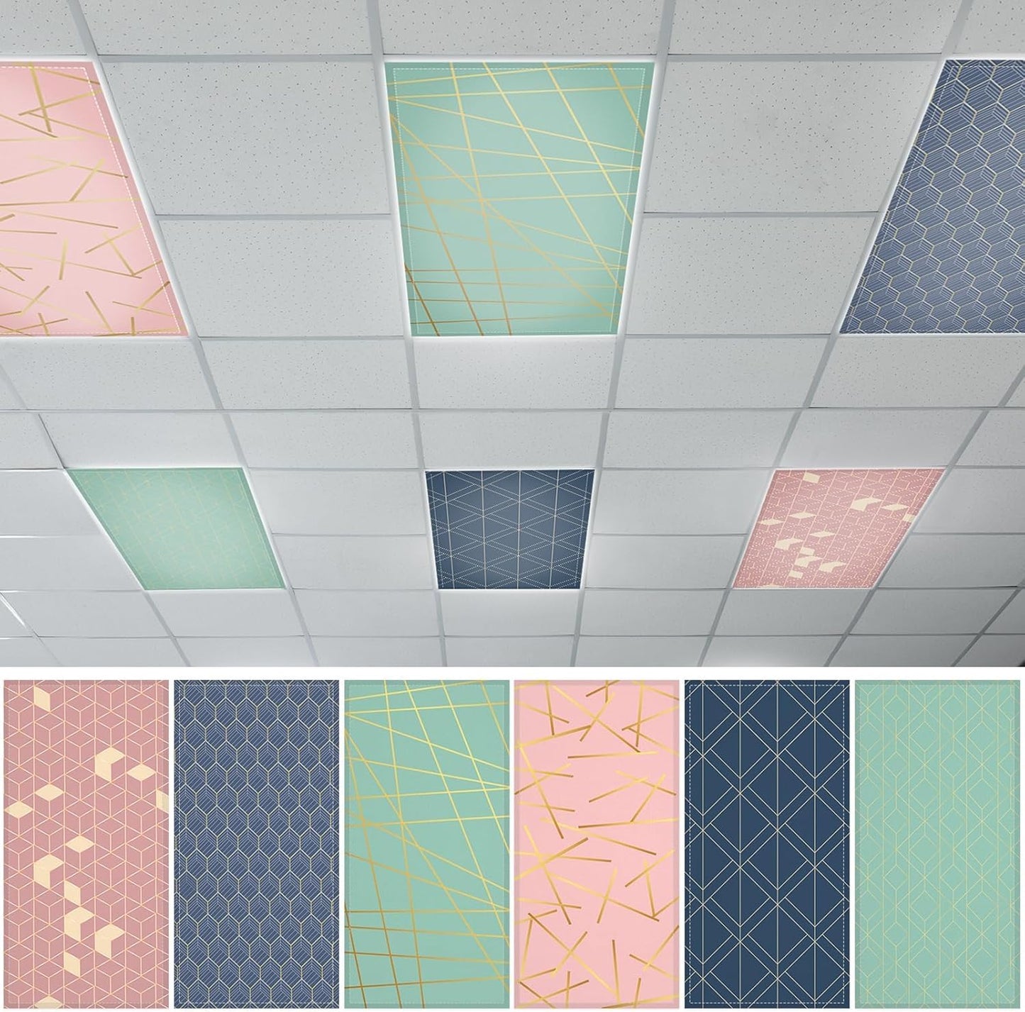 6pcs Fluorescent Light Covers with Geometric Design for Home