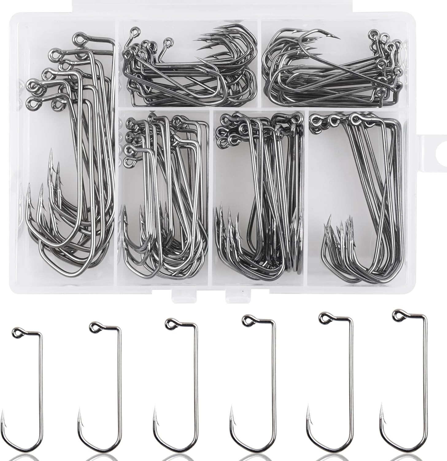 100pcs High Carbon Steel Fishing Jig Hooks Kit - Saltwater Ready!