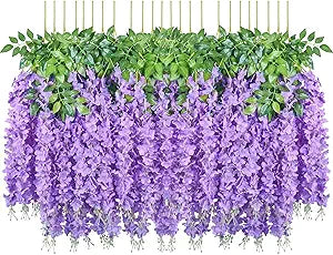 Pauwer Wisteria Hanging Flowers 24 Pack for Stunning Decor