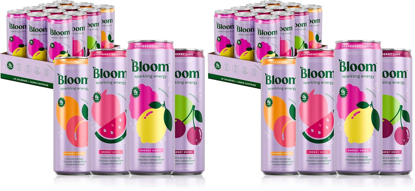 Bloom Nutrition Sparkling Energy Drink Variety Pack - 12oz