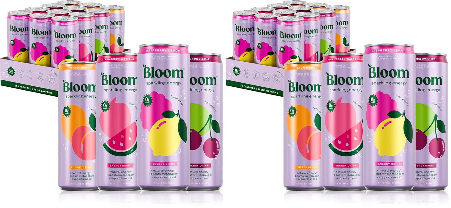 Bloom Nutrition Sparkling Energy Drink Variety Pack - 12oz