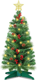 3 Ft Artificial Christmas Tree with Pine Needle Acorn Red Berries
