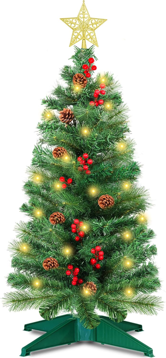 3 Ft Artificial Christmas Tree with 50 Warm White Lights