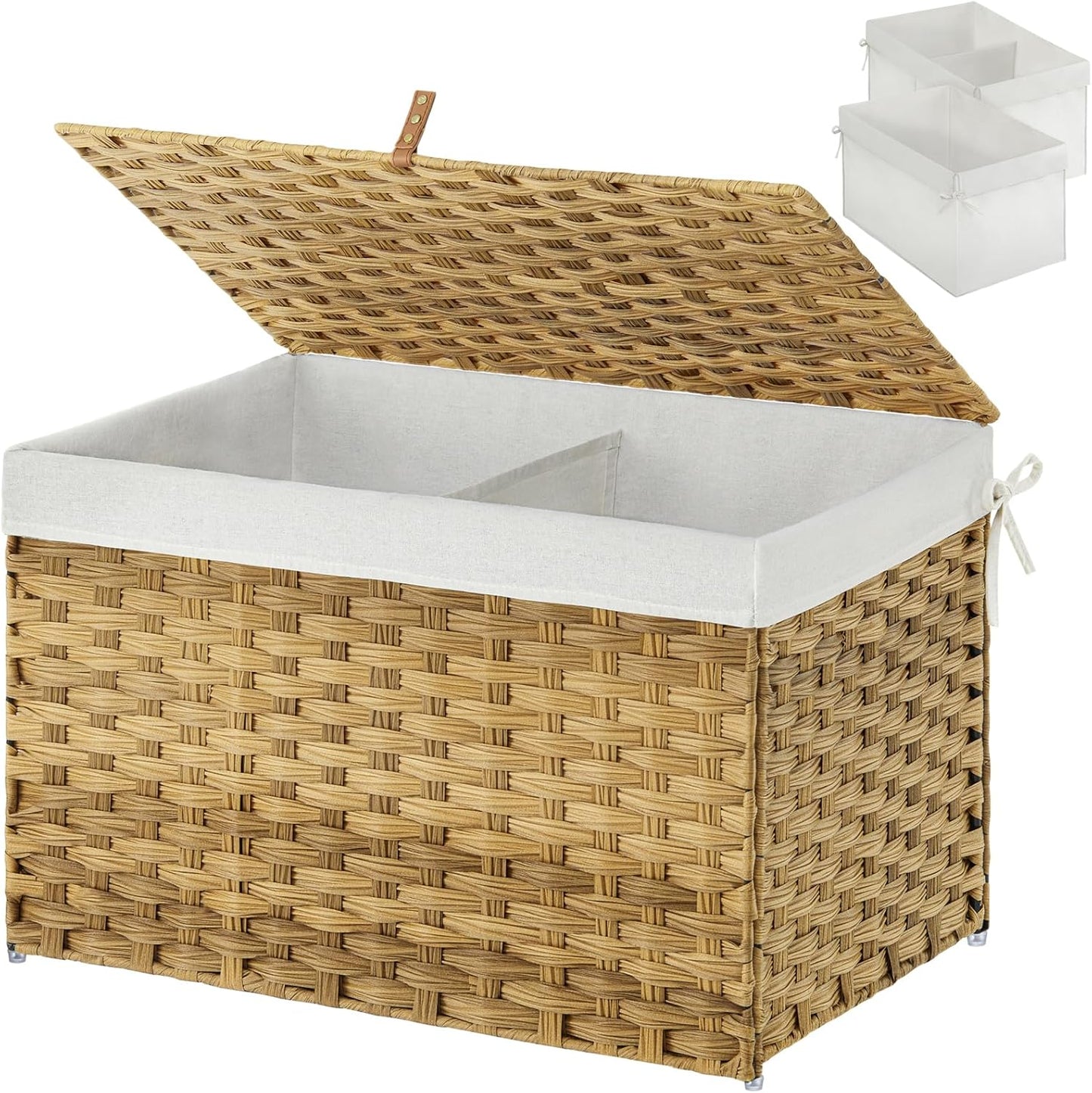 GREENSTELL Large Wicker Storage Basket with Lid for Home Use