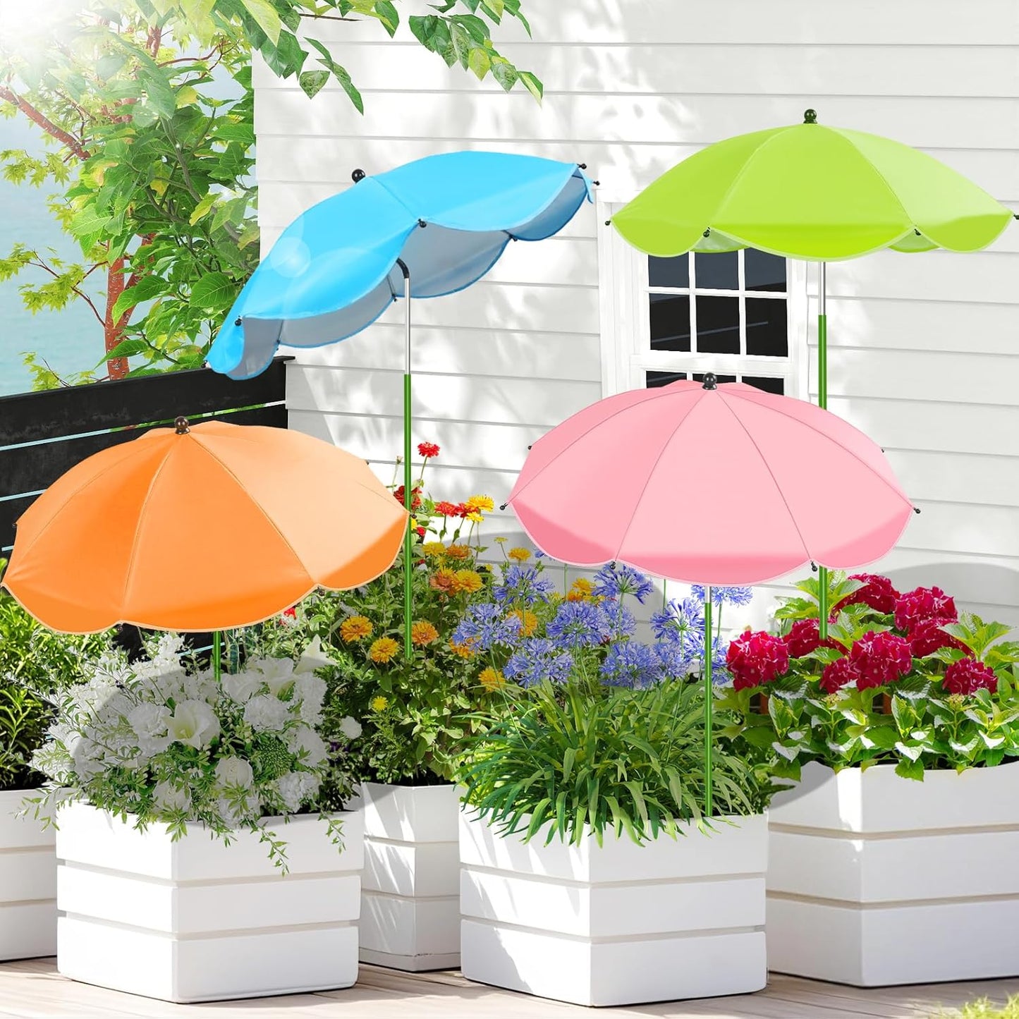 MJZ 4 Pack Plant Umbrellas Provide Shade for Outdoor Plants