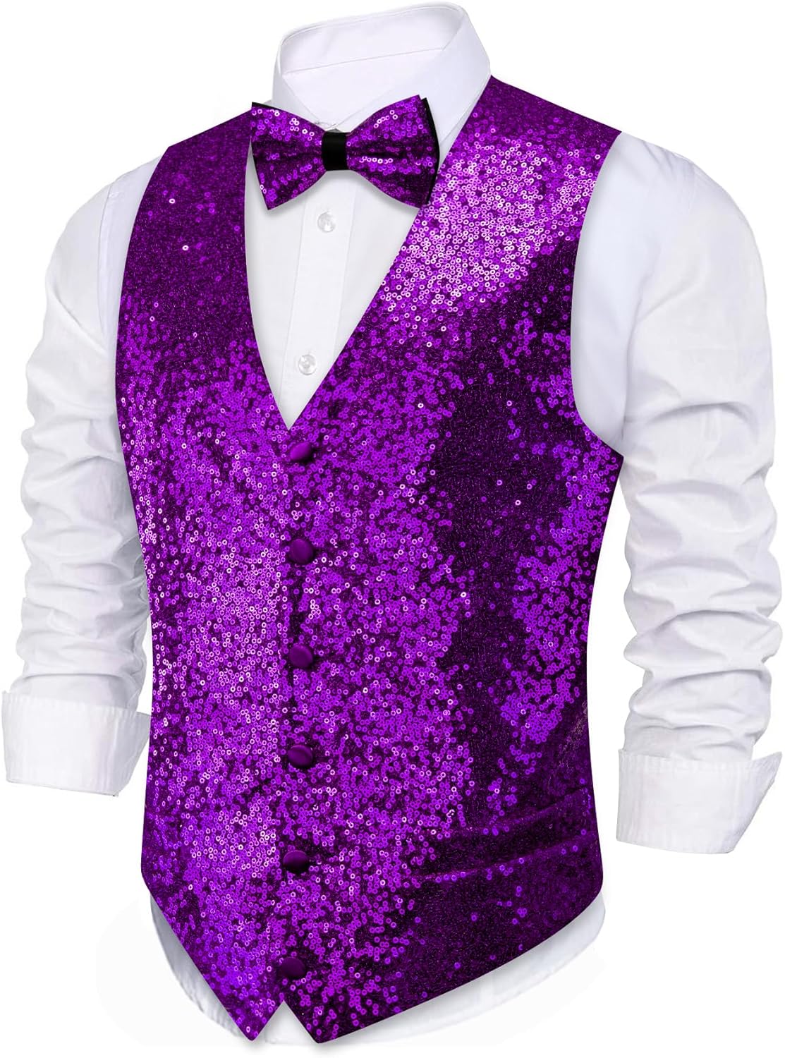 Barry.Wang Mens Sequins Vest for Formal and Leisure Occasions