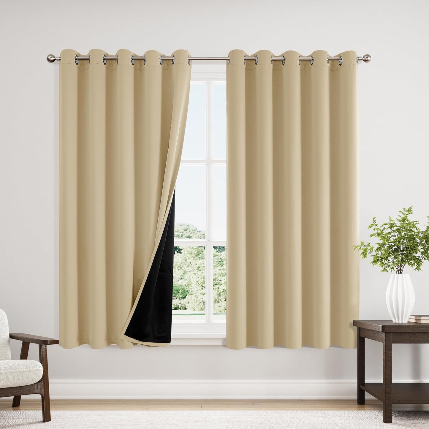 ChrisDowa 100% Blackout Curtains for Bedroom - Total Blackout