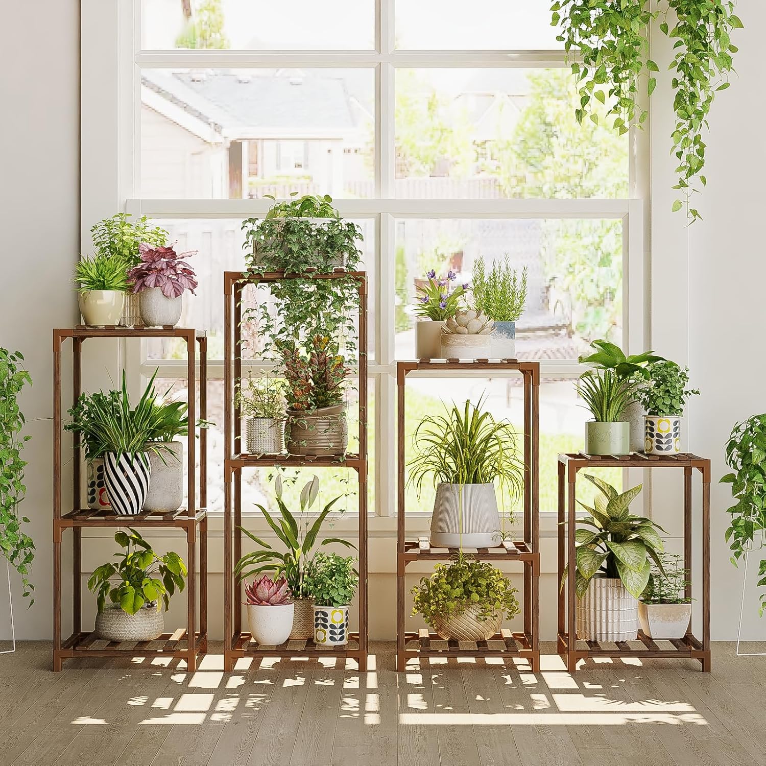 Bamworld Plant Stands Indoor - Customizable Wooden Flower Holders
