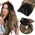 Moresoo Balayage Clip In Hair Extensions Natural Black to Brown - 18