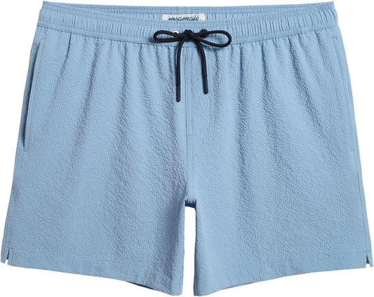 maamgic Men's Swim Trunks Quick Dry Seersucker Beach Shorts