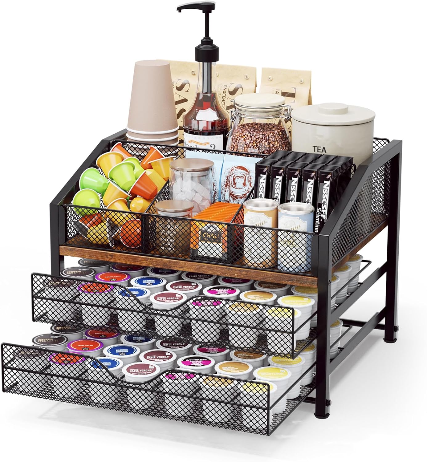 Coffee Bar Organizer for Countertop - Stylish K Cup Holder