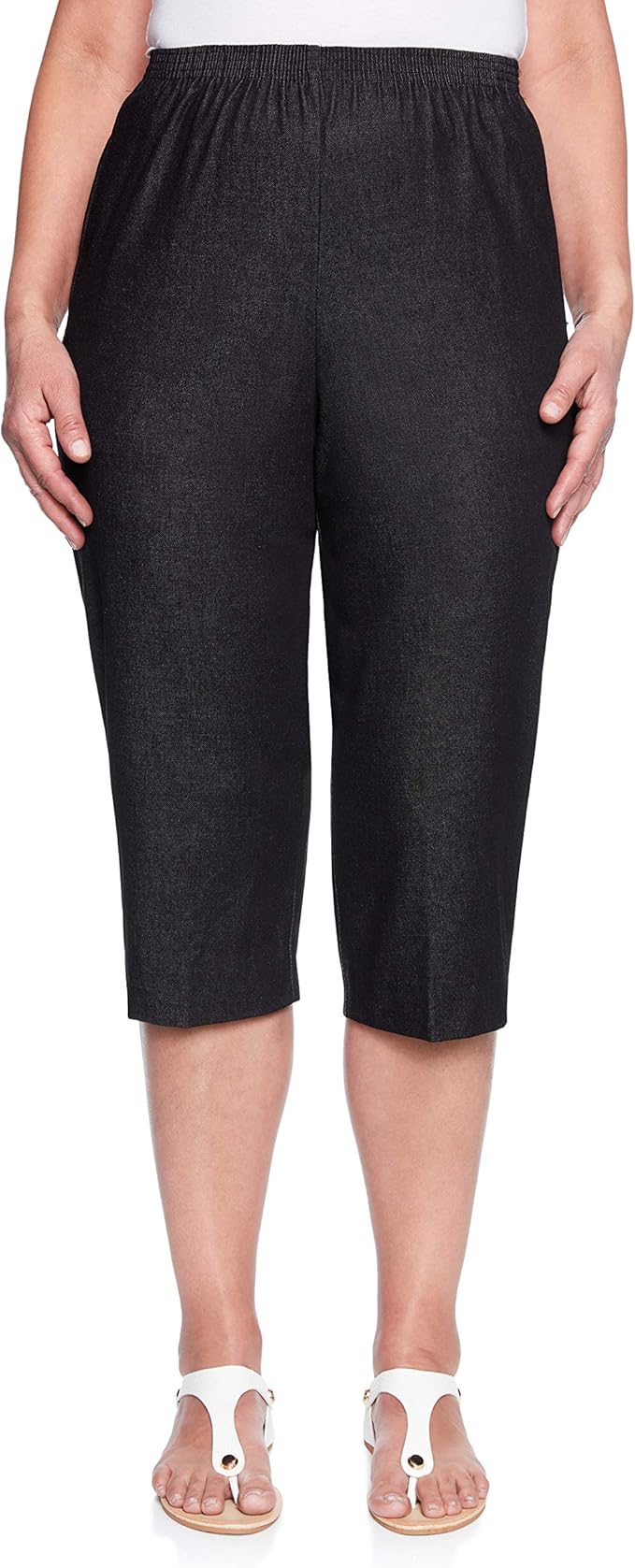 Alfred Dunner Women's All Around Elastic Waist Denim Capris Pants