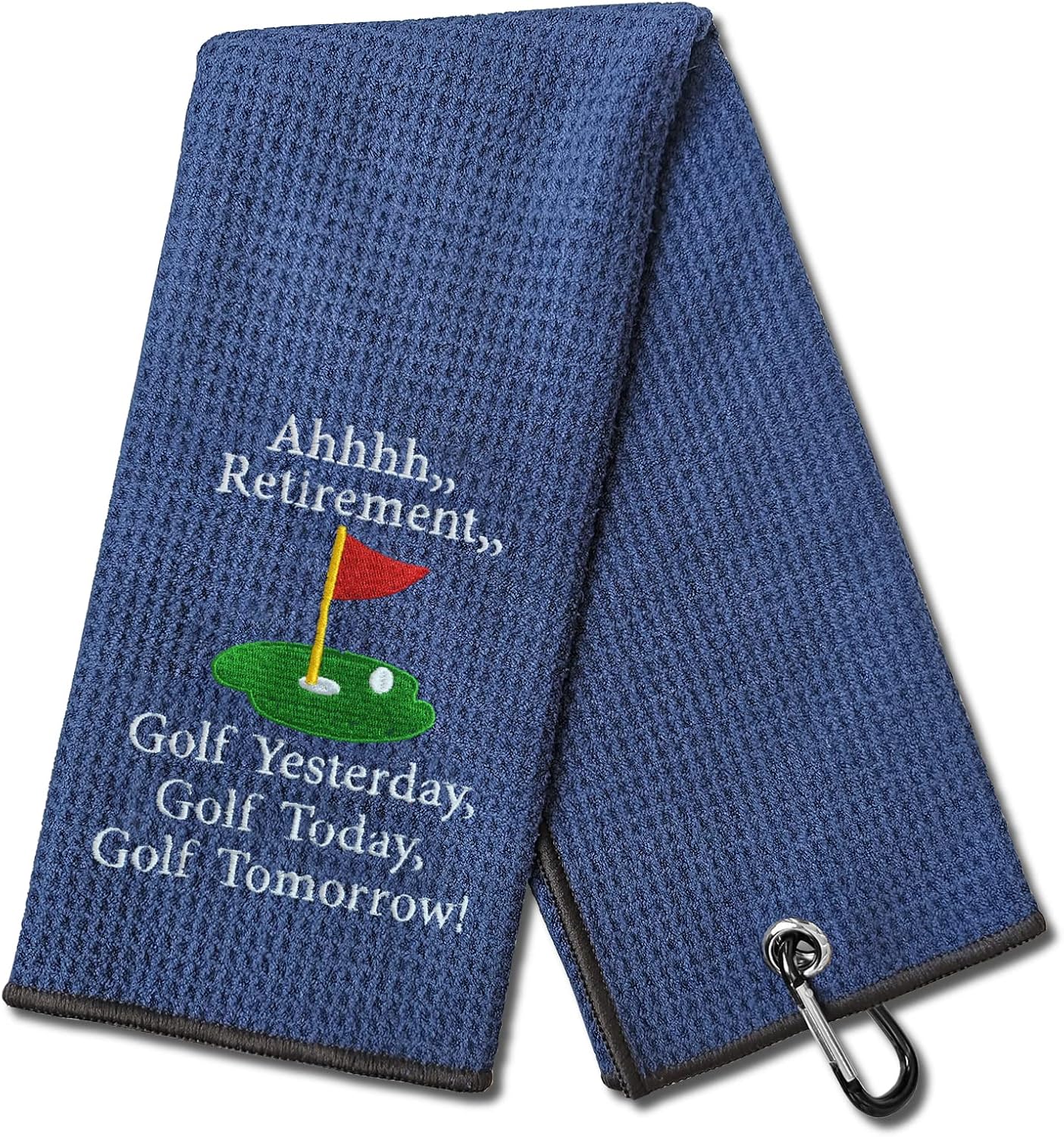 Embroidered Navy Blue Retirement Golf Towel