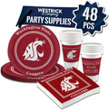 Washington State Cougars Party Supplies 48 Pieces - Team-Themed Set