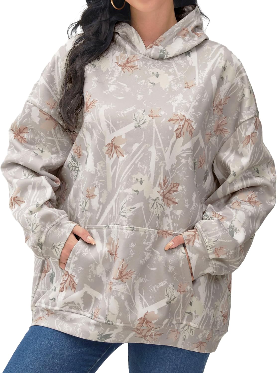 Camo Hoodie Womens Oversized Fleece Sweatshirt for Trendy Style