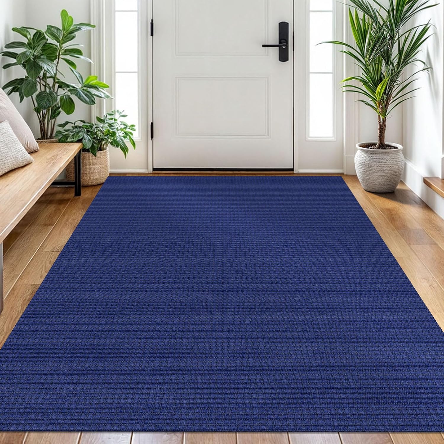 Woven Area Rug 4x6 Ft Non Slip Cotton Entryway Carpet