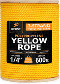 Yellow Twisted Polypropylene Rope 1/4 in x 600 ft - High Visibility