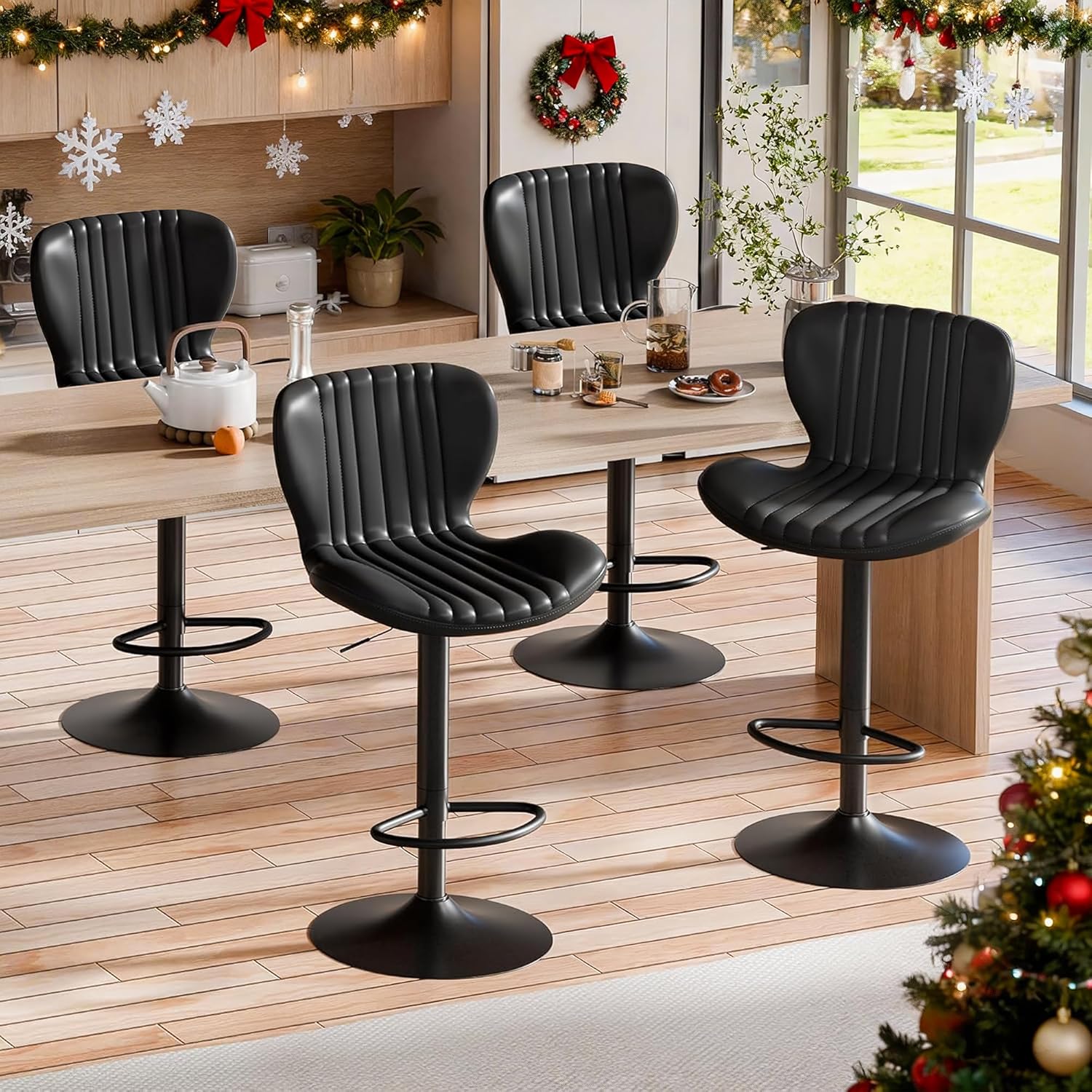 Modern Swivel Bar Stools Set of 4 with Ergonomic Design