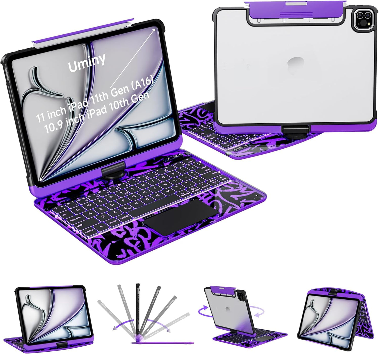 iPad Keyboard Case with Trackpad for 10th Gen & 11th Models