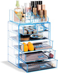 Clear Cosmetic Makeup Organizer - Spacious 4 Large 2 Small Drawers