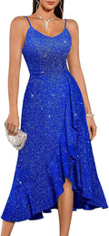 Women's Cocktail Party Dress High Low Fit and Flare - Sparkly
