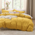 Bedsure Mustard Yellow Duvet Cover Set for Queen Size Bedding