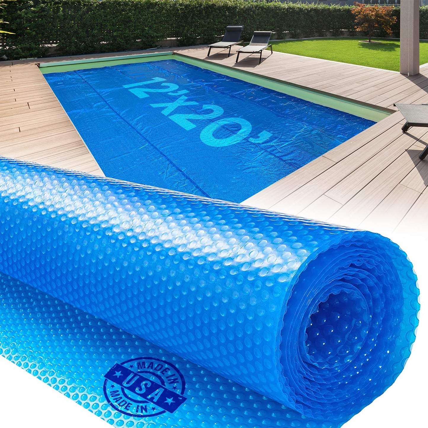 Rectangle Solar Cover 12ft x 20ft for Above Ground Pools - Blue