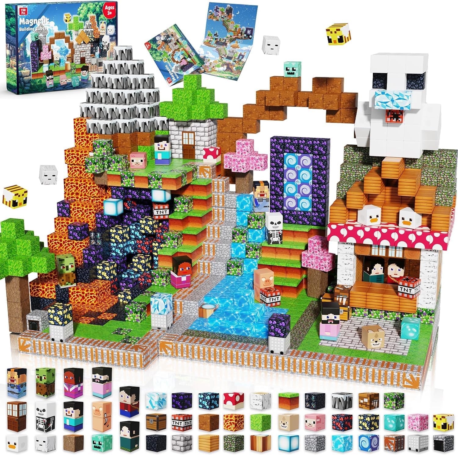 Magnetic Blocks 150PCS Building Set for Kids Age 3+ Fun