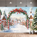 20x10ft Merry Christmas Candy Cane Backdrop for Photography - Festive