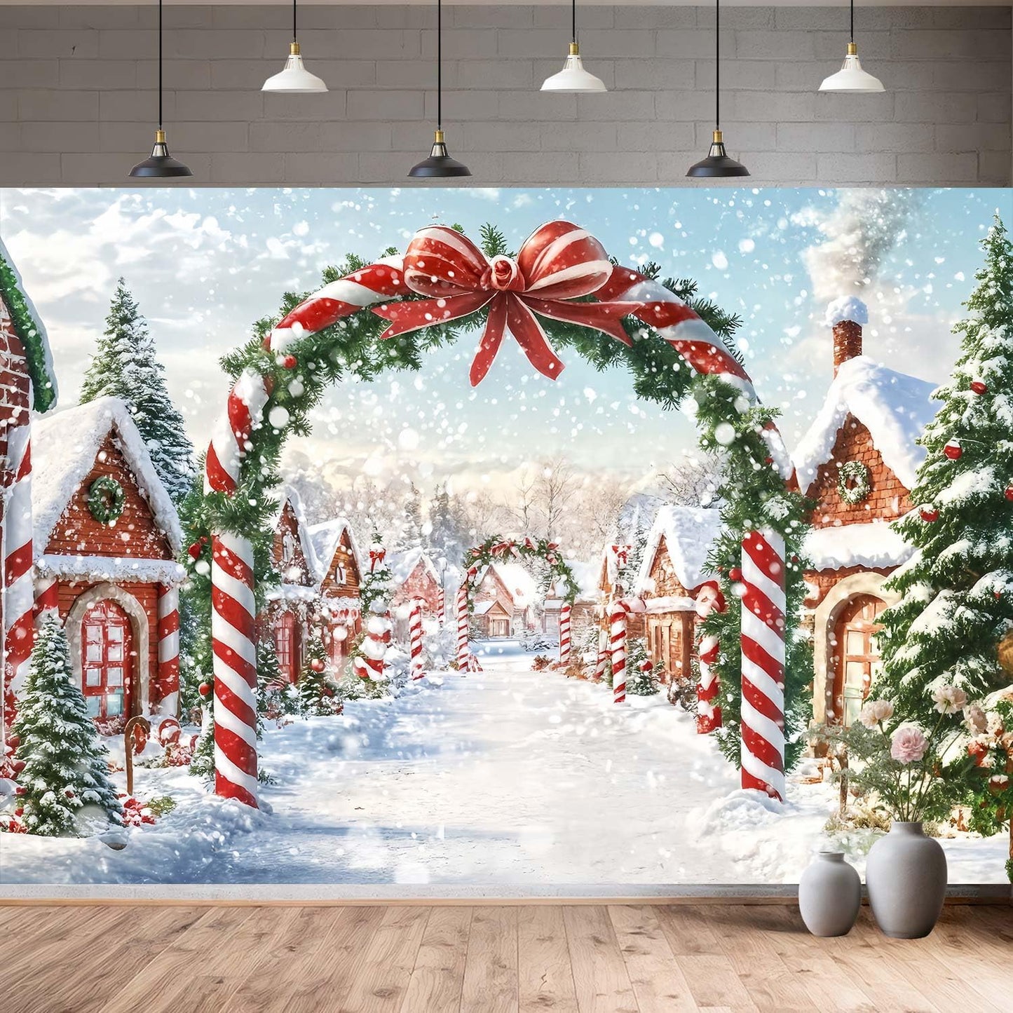 20X10ft Merry Christmas Cane Candy Backdrop for Festive Fun
